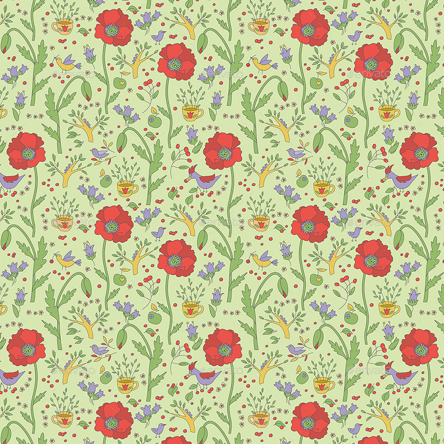 Set of Three Garden Seamless Patterns by Oliycka GraphicRiver